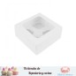 Caja 4 cupcakes blanca gruesa con ventana.