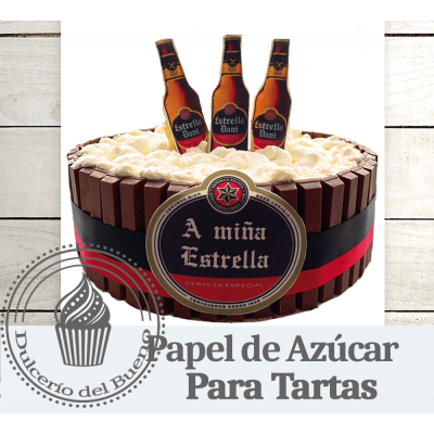 Papel de Azúcar/Oblea Sin Gluten Para Tarta Kit Kat Estrella Galicia