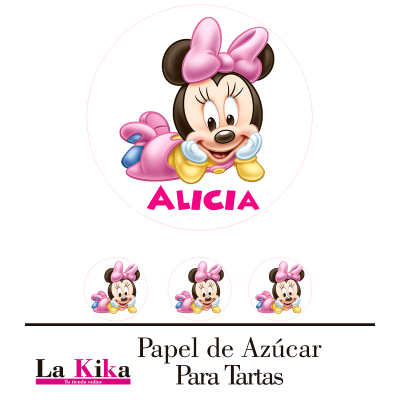 Papel de Azúcar para Tartas Minnie Mouse Bebé Rosa