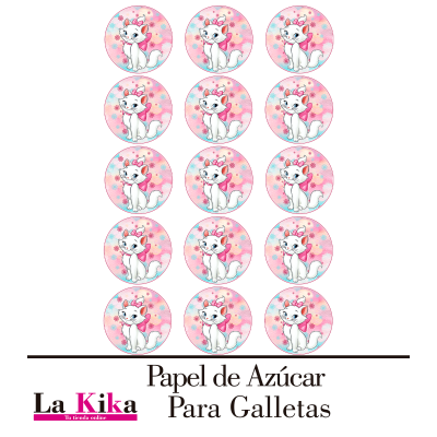 Papel de Azúcar Gatita Marie | Decoración para Galletas y Tartas | Sin Gluten