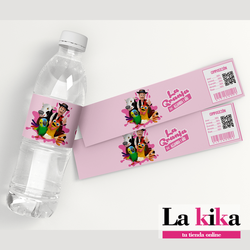 Etiquetas Pegatinas botellas de - Granja zenón -La Kika-Lugo