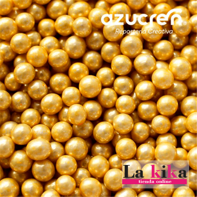 Perlas De Azúcar Color Oro Metalizadas  4 mm -La Kika-Lugo