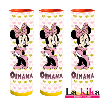 Tubo Lacasitos Personalizado Minnie Mouse Rosa y Dorado -La Kika-Lugo