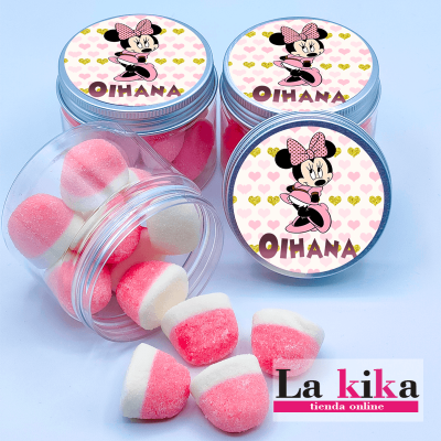 Bote de Chuches Personalizado Minnie Mouse Rosa & Dorado | Lakika