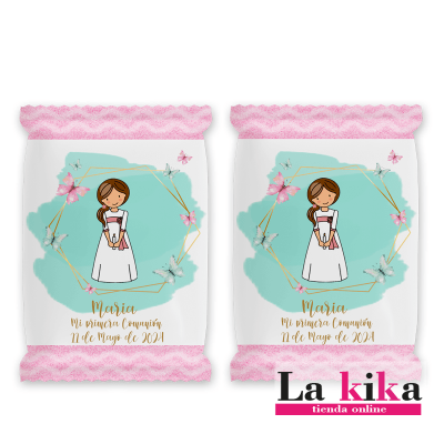 Gusanitos Personalizados Comunión Niña Rosa 🎀 Detalles Dulces Invitados