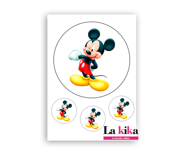 Papel de Azúcar Mickey Mouse para Tarta - 18 cm con Círculos de 6 cm para Galletas