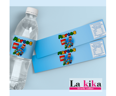 Pegatinas para Botellas de Agua Mario Kart LEGO Personalizadas|Lakika.es