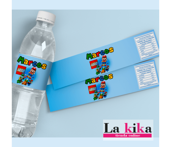Pegatinas para Botellas de Agua Mario Kart LEGO Personalizadas|Lakika.es