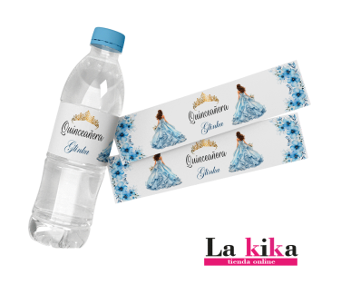 Etiquetas Botellas de Agua Quinceañera Modelo Glinka | Lakika.es
