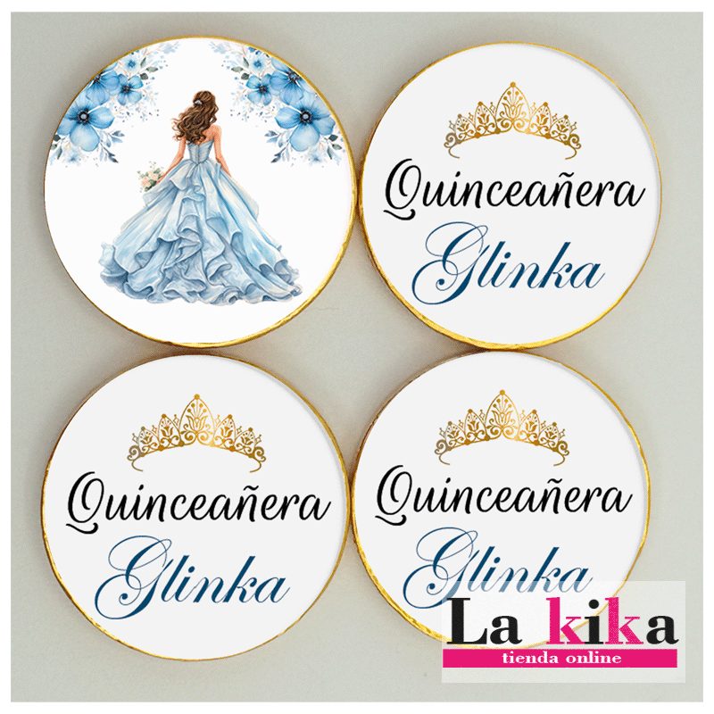 Monedas de Chocolate Personalizadas para Quinceañera - Modelo Glinka