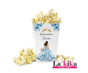 Caja Para Palomitas Personalizada - Quinceañera Modelo Glinka