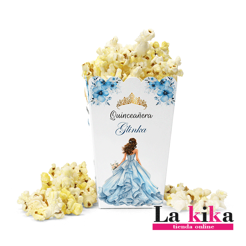 Caja Para Palomitas Personalizada - Quinceañera Modelo Glinka