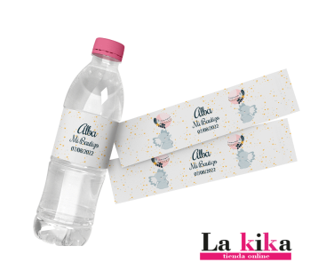 Etiquetas Botellas de Agua Personalizadas Bautizo - Modelo Alba -Lakika.es