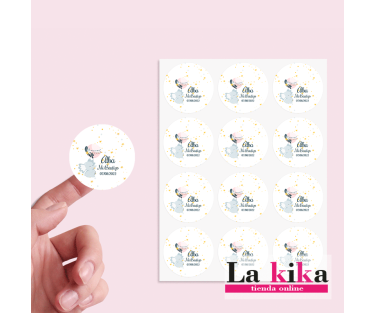 Stickers Personalizados para Bautizo Modelo Alba - 15 Pegatinas Personalizadas | Lakika.es