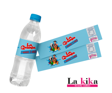 Pegatinas Personalizadas para Botellas de Agua La Granja De Zenón Azul | La Kika