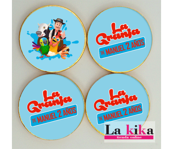Monedas De Chocolate Personalizadas La Granja De Zenón Azul | Cumpleaños | La Kika