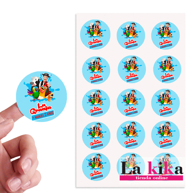 Stickers Personalizados Para Cumpleaños Granja Zenón Azul