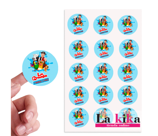 Stickers Personalizados Para Cumpleaños Granja Zenón Azul | Detalles Únicos | La Kika