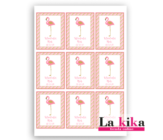 Papel De Azúcar Para Galletas Flamenco Rosa y Dorado - Personalización para Eventos