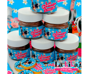 Mini Nutella Personalizada La Granja De Zenón Azul y Margaritas - Detalles Baratos para Invitados
