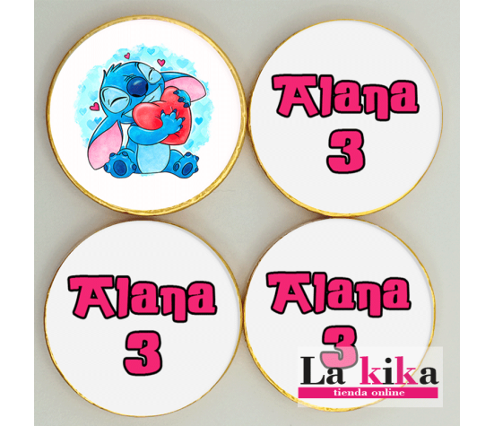 Monedas de Chocolate Personalizadas Stitch | Detalles Únicos para Celebraciones