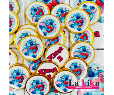 Monedas de Chocolate Personalizadas Stitch | Detalles Únicos para Celebraciones