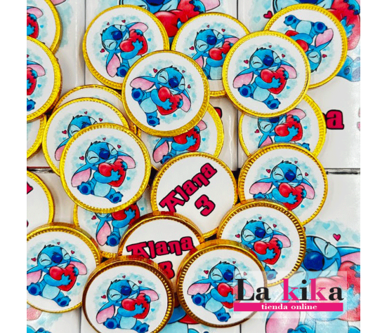 Monedas de Chocolate Personalizadas Stitch - Detalles Únicos para Celebraciones