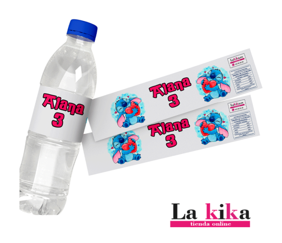 Pegatinas Personalizadas para Botellas de Agua Stitch - Set de 5 Etiquetas | Lakika.es