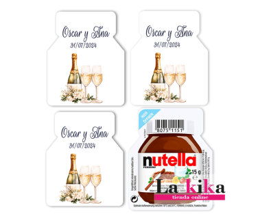 Mini Nutella Personalizada Diseño de Copas y Botella de Champán 15g Monodosis - LaKika.es