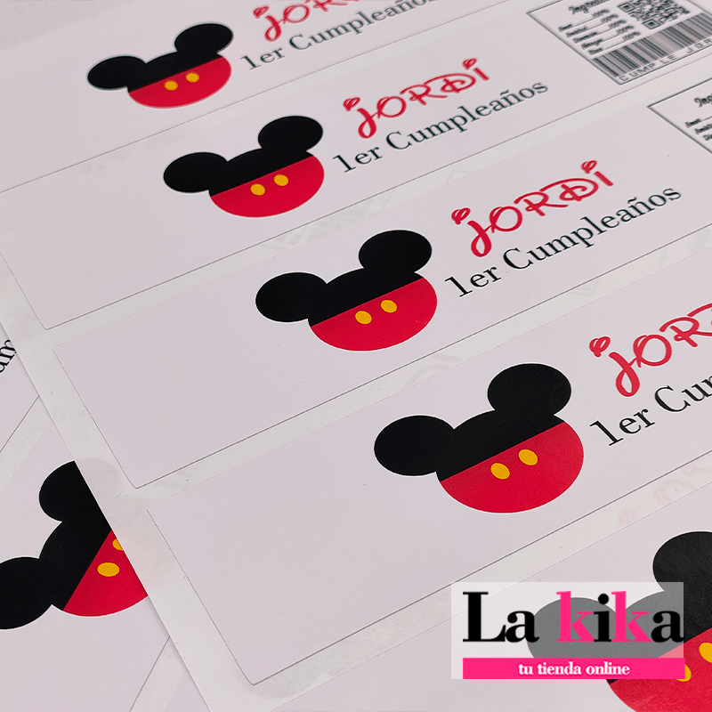 Pegatinas Personalizadas para Botellas de Agua Mickey Mouse | Celebraciones y Fiestas