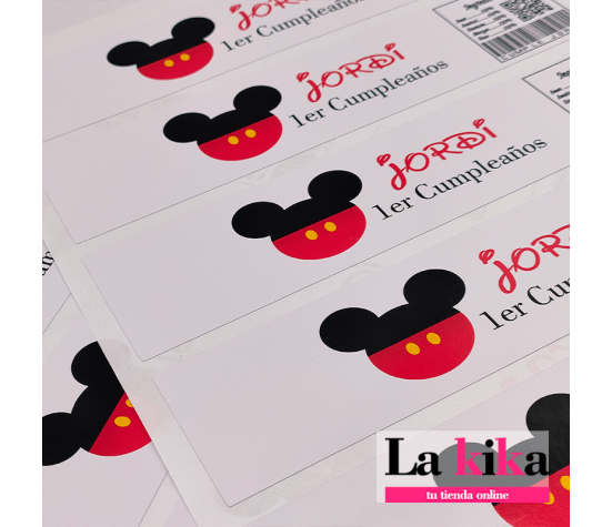 Pegatinas Personalizadas Mickey Mouse para Botellas de Agua | Fiestas y Eventos