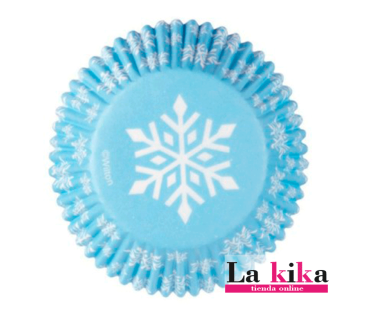 Cápsulas Copos de Nieve Azules Wilton - Pack de 75 para Navidad