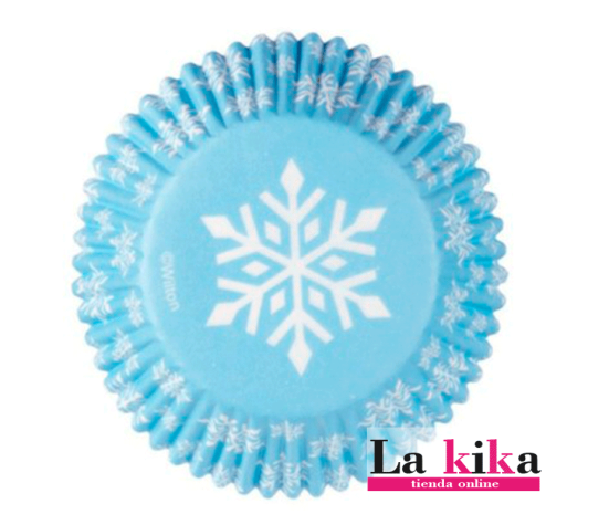 Cápsulas Copos de Nieve Azules Wilton - Pack de 75 para Navidad