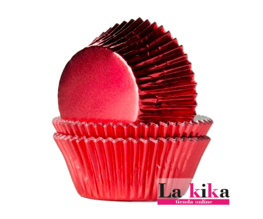 24 Cápsulas Rojas Metalizadas para Cupcakes - House of Marie