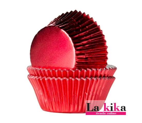 24 Cápsulas Rojas Metalizadas para Cupcakes - House of Marie