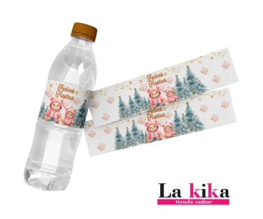 Pegatinas Personalizadas para Botellas - Diseño Navidad Ositos Baby