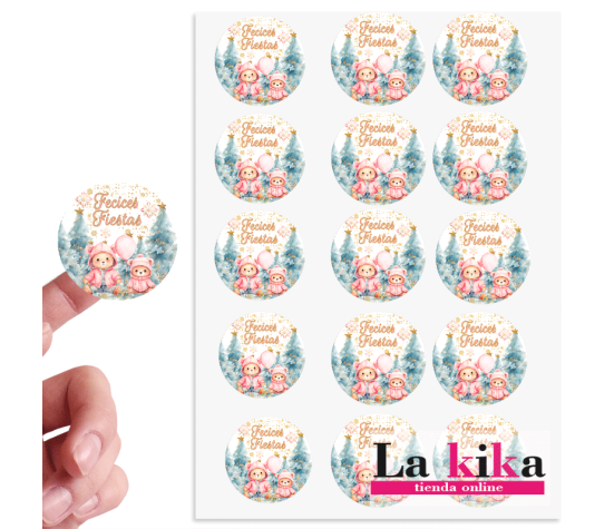 Stickers Personalizados Diseño Navideño Ositos Baby (5x5 cm) | Lakika