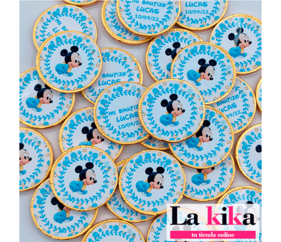 Monedas de Chocolate Personalizadas Mickey Mouse - Detalles Exclusivos