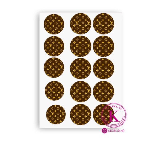 🍪 Papel de Azúcar Louis Vuitton para Galletas | 15 Círculos | La Kika