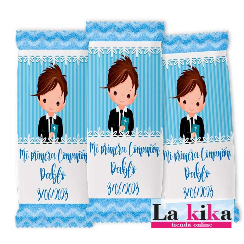 🍫 Mini Kit Kat Personalizado Azul para Comunión – Dulce Recuerdo para Tus Invitados 💙✨