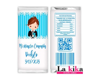 CChocolatinas Nestlé Comunión Modelo Azul | Detalles Dulces Personalizados | La Kika