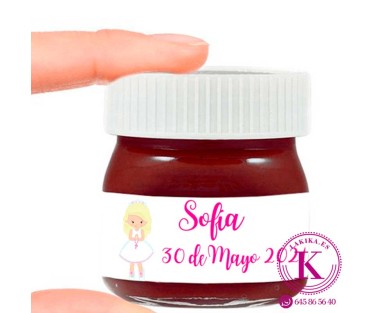 🎀Mini Nutella Comunión Sofía Personalizada 25 Gr | Detalle Original Invitados | La Kika