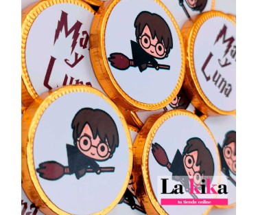🎁 Monedas de Chocolate Personalizadas Harry Potter – Detalle Mágico para Cumpleaños ✨