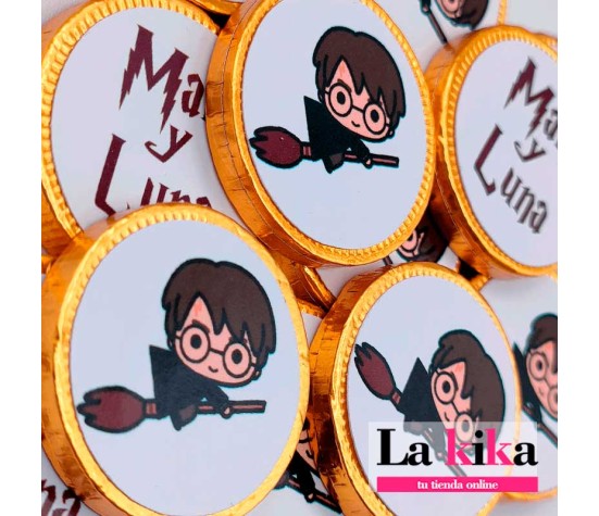 🎁 Monedas de Chocolate Personalizadas Harry Potter – Detalle Mágico para Cumpleaños ✨