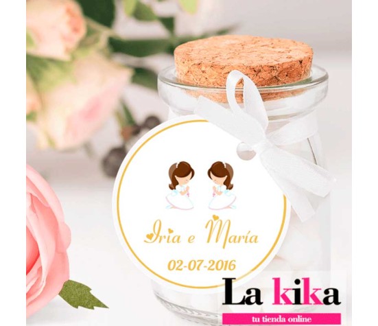 Etiquetas Personalizadas Comunión| Pack de 15 Modelo Iria e María