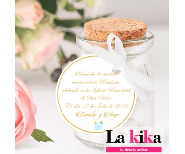 Etiquetas Personalizadas Bautizo Mellizos | Pack de 15 Redondas