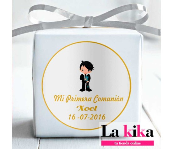 Pegatina Comunión Niño Personalizada | Modelo Xoel | Pack 15