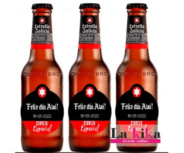 8 Pegatinas Personalizadas para Cerveza Estrella Galicia – Feliz Día Abuelo
