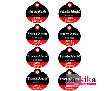 🍺🎉 8 Pegatinas Personalizadas para Cervezas Estrella Galicia – “Feliz Día Abuelo” | Etiquetas Divertidas y Originales