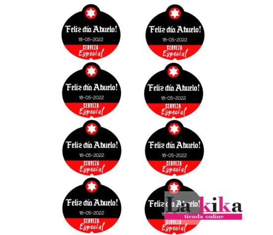 🍺🎉 8 Pegatinas Personalizadas para Cervezas Estrella Galicia – “Feliz Día Abuelo” | Etiquetas Divertidas y Originales